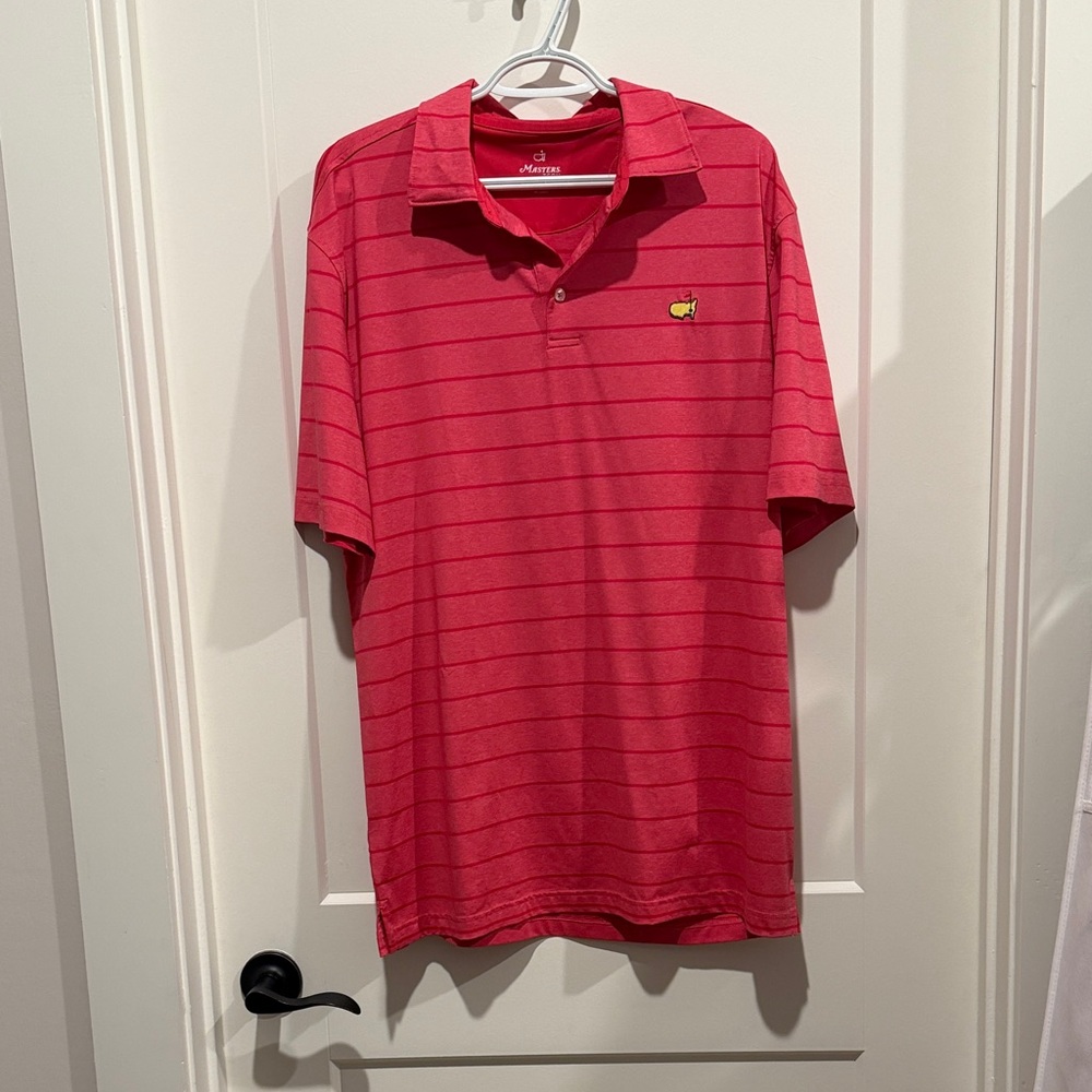 Masters Red Polo Shirt with Stripes